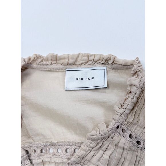 NEO NOIR Aurika S Voile Blouse Ruffle Cotton Long Sleeve Womens Size US 4 EUC 34 - Picture 4 of 10